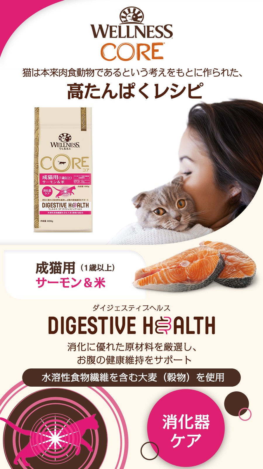 ダイジェスティブヘルス 成猫用 サーモン＆米