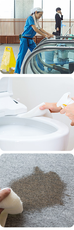 ブリーズクリア pH13.2使用例、ビル清掃・トイレ清掃・室内清掃
