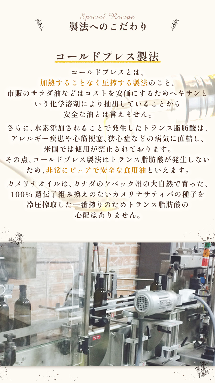 燻製カメリナオイル