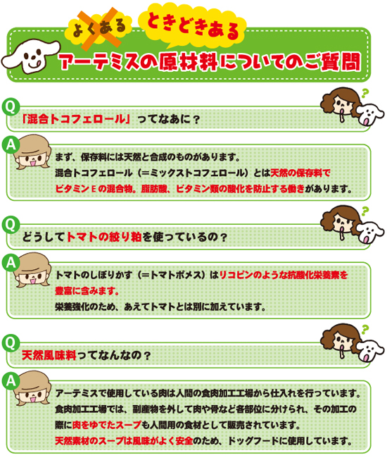 アーテミスの原材料についてのご質問にお答えします