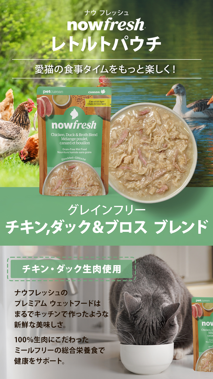 キャット グレインフリー チキン,ダック＆ブロス ブレンド