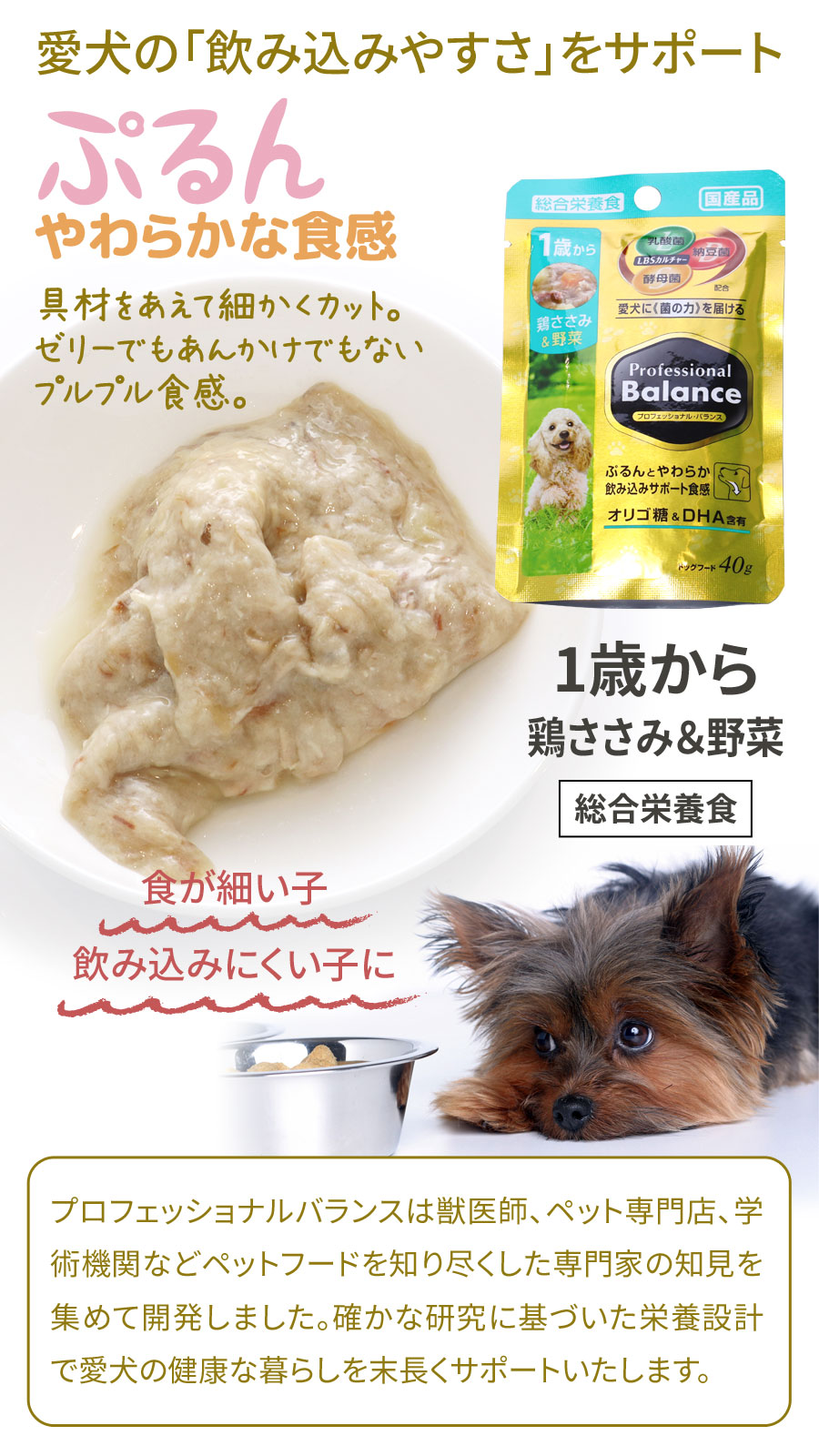 プロフェッショナルバランス　パウチタイプ・1歳から成犬用 鶏ささみ＆野菜